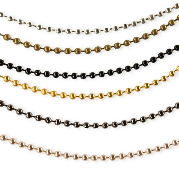 Ball Chain Dog Tag Necklace - 4 and 24 Inches Long - 2.0 or 2.4mm Bead Size - Matching Connector - Adjustable Metal Bead Chain