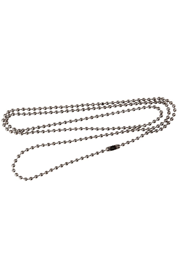 Ball Chain Dog Tag Necklace - 4 and 24 Inches Long - 2.0 or 2.4mm Bead Size - Matching Connector - Adjustable Metal Bead Chain