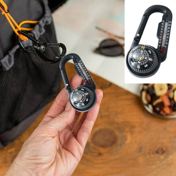 Ball Compass, Multifunctional Outdoor Compass Carabiner, ABS Material Portable Hiking Camping Mountaineering Survival Gear
