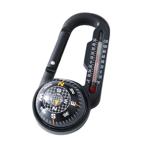 Ball Compass with Carabiner, Multifunctional Outdoor Tool, ABS Material, 3.0 × 1.2 in