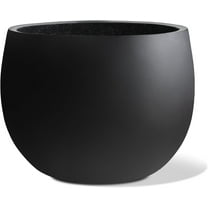 Heyzier Concrete Ball Planter Outdoor Indoor, Large Cement Plant Pots for Trees Flowers (Black, 16 inch)