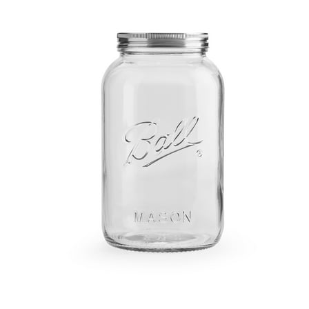 (2 pack) Ball Gallon Mason Jar with Stainless Steel Lid, Airtight Glass Storage Container with Lid, Extra Large Ball Jar for Flour, Sugar, Dog Treats, and Pantry Organization