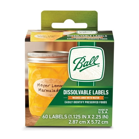 Ball Dissolvable Canning Jar Labels 60-Pack, Canning Accessories for Mason Jars, Bulk Canning Supplies for Preserving and Gifting