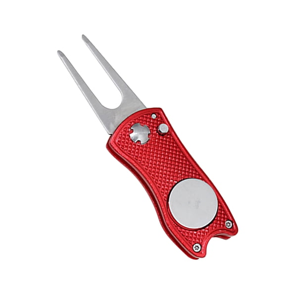 Vosarea Portable Red Golf Divot Tool and Marker Foldable Stainless Steel Aluminium Design