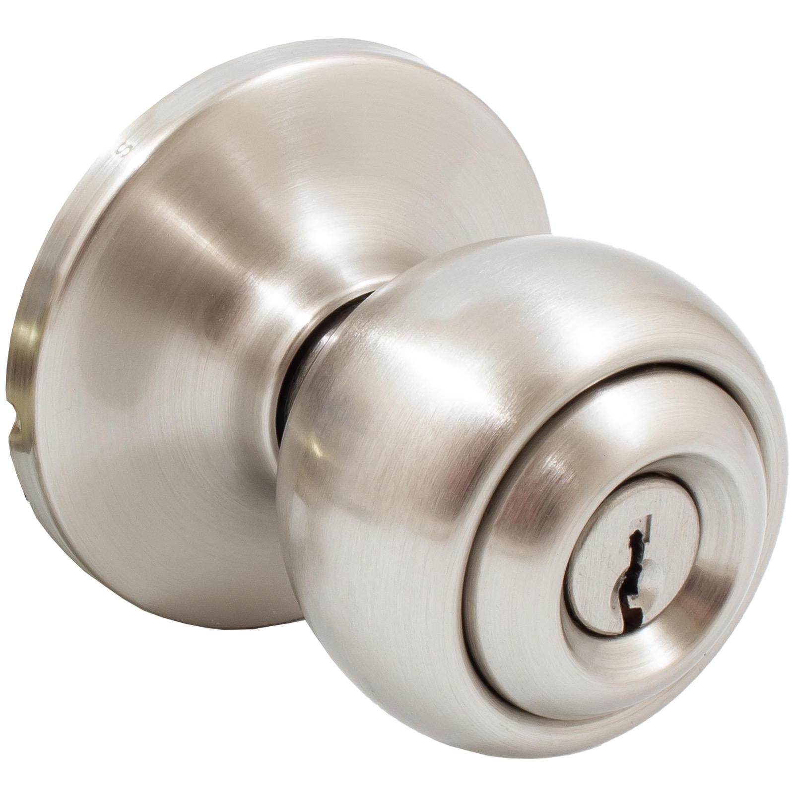 Ball Door Knob, Entry Latch, SC Keyway, Satin Nickel by Stone Harbor Hardware