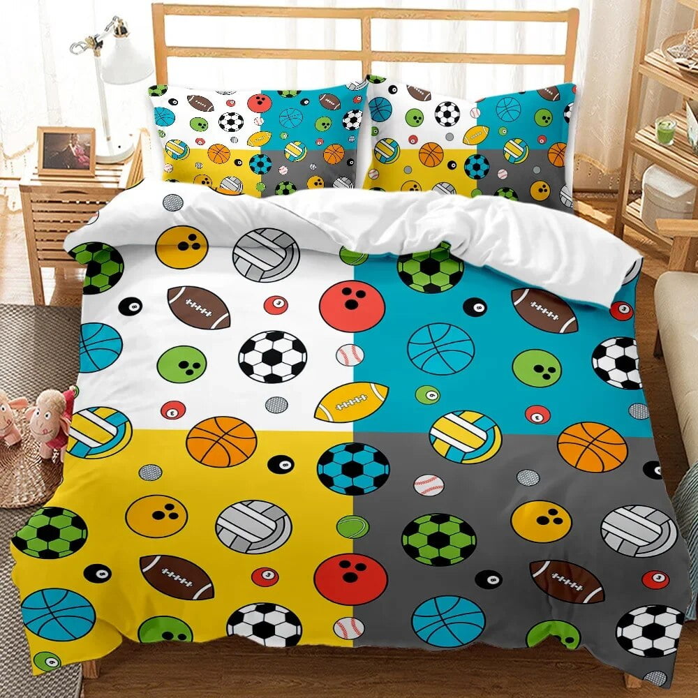 Ball Duvet Cover Set Sports Balls Bedding Set Basketball Football