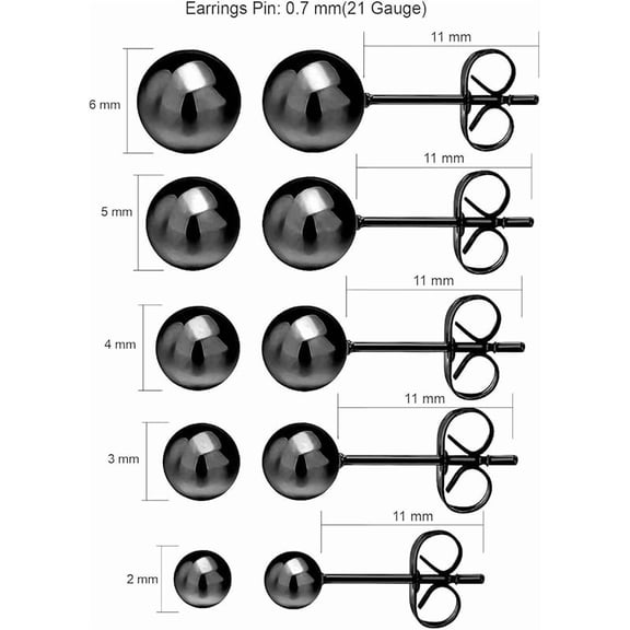 Ball Earrings 316L Surgical Steel Earrings Round Ball Stud Earrings Set for Women