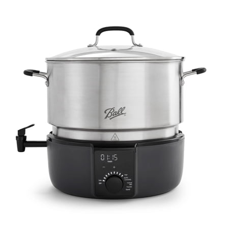 Ball EasyCanner Programmable Electric Water Bath Canner with Rack, 21-Quart Canning Pot with Steamer Insert and Lid for Preserving Jams and Vegetables, Fits 8 Pint Mason Jars