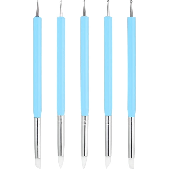 Ball Embossing Stylus, 5 Pcs Embossing Tracing Stylus Silicone Clay Sculpting Tool Nail Dotting Tool for Nail Design Transfer Drawing Craft, Blue