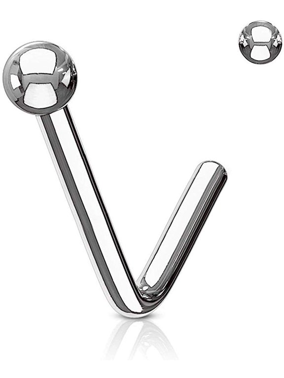 Ball End 316L Surgical Steel L Bend Stud Nose Rings (Various Sizes)