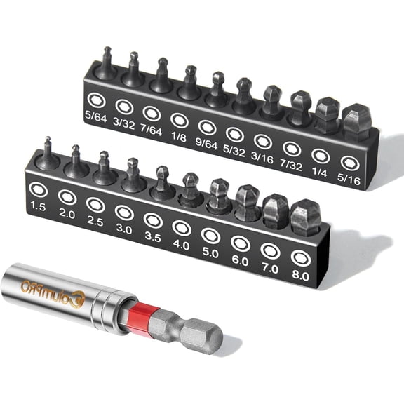 Ball End Allen Wrench Bit Set - 20PCS Metric & SAE Allen Key Drill Bit Set with Magnetic Bit Holder, Premium S2 Steel 1 Hex Bit$$Tools & Hardware Other