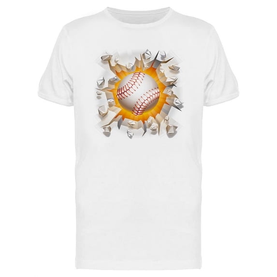 Ball Flying Through Wall T-Shirt Men -Image by Shutterstock, Male Large