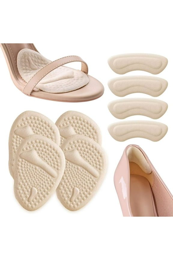 Ball of Foot Cushions for Women (2 Pairs) Metatarsal Pads Women, Heel Pads, All Day High Heel Comfort Pads & Pain Relief, One Size Fits All, Heel Inserts for Women for Balls of Feet (Clear)
