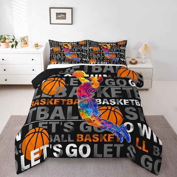 Ball Game Duvet Insert Queen Size,Basketball Bedding Set for Teens Man,Modern Balls Player Comforter Set European Sport Down Comforter for Young Man Bedroom Decor