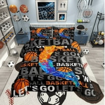 Ball Game Duvet Insert Twin Size,Basketball Bedding Set for Teens Man,Modern Balls Player Comforter Set European Sport Down Comforter for Young Man Bedroom Decor