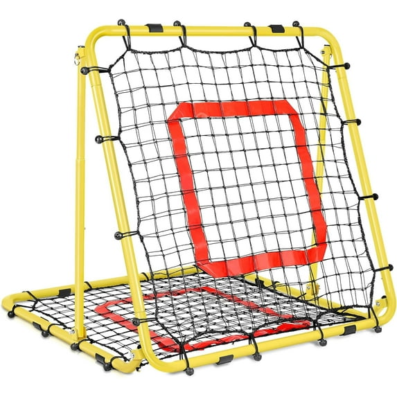 BaseGoal Yellow Ball Game Rebounder Net for Pitching Practice, Baseball and Softball Player Training