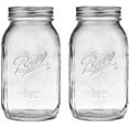 thumbnail image 1 of Ball Glass Mason Jar, 32oz, Regular Mouth, with Lids and Bands, 2 Count., 1 of 2