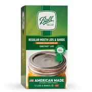 Ball 12-Pack Regular Mouth Canning Jar Lids and Rings, Two-Piece Mason Jar Lids with Bands for Canning and Preserving, Fits Ball Regular Mouth Mason Jars