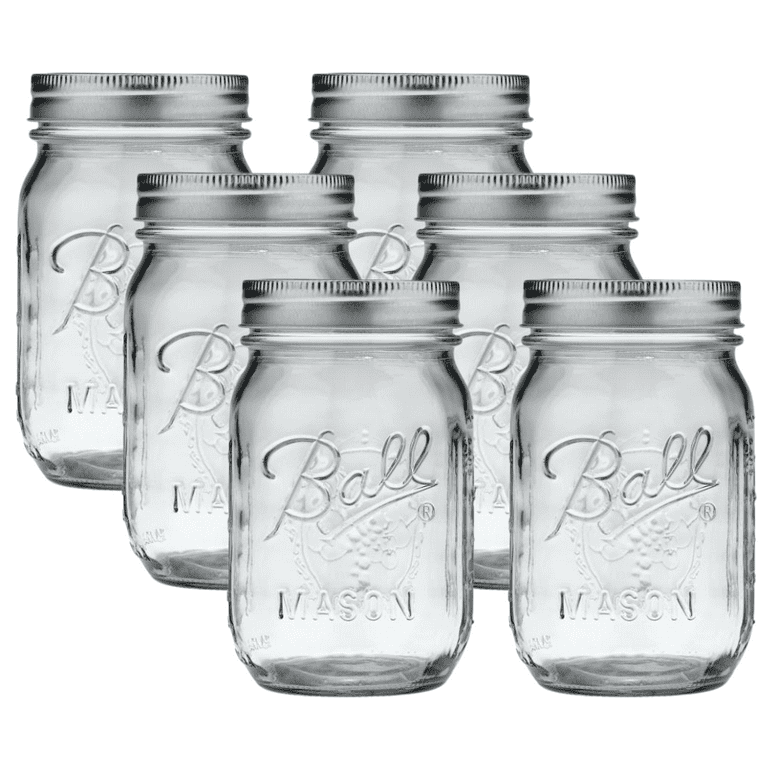 Ball, Mason Jar, 16 OZ, Regular Mouth, Pint Size (Pack of 6