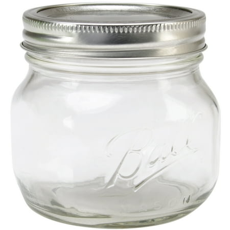 Ball Collection Elite Glass Mason Jar with Lid and Band, Wide Mouth, 16 Ounces, 4 Count