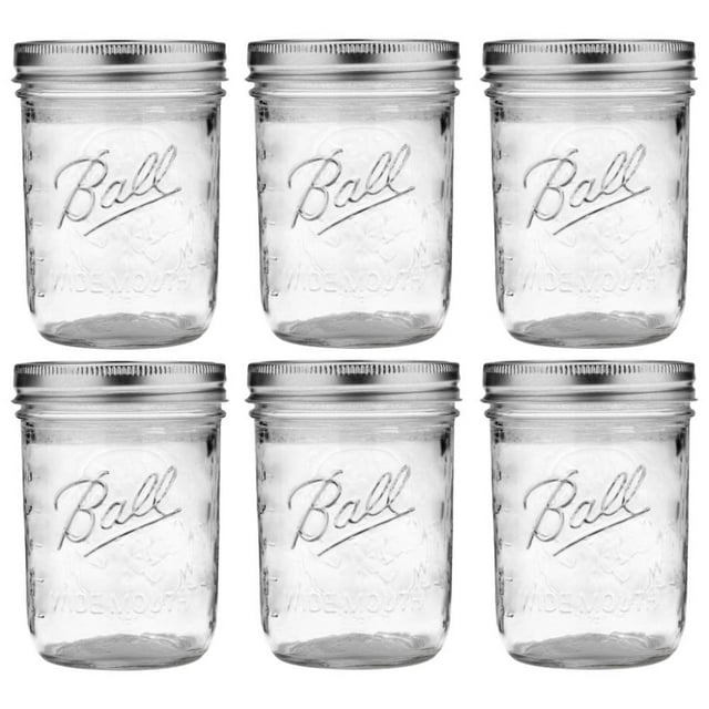 Ball Glass Mason Jar Wide Mouth With Lid and Band 16oz Pint Preserves ...