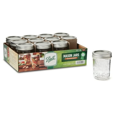 Ball Glass Mason Jar w/ Lid & Band, Regular Mouth, 8 Ounces, 12 Count