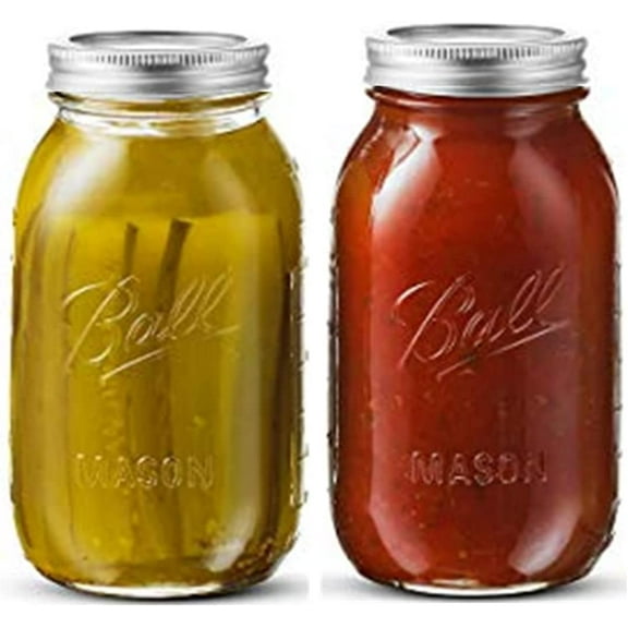 Ball Glass Mason Jar with Lid & Band, Wide Mouth, 32 Ounces, 4 Count