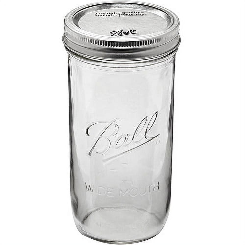 Ball Glass Mason Jar with Lids and Bands, Wide Mouth, 24 oz, 9 Pack