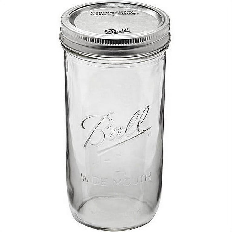 Ball Glass Mason Jar with Lids and Bands, Wide Mouth, 24 oz, 9