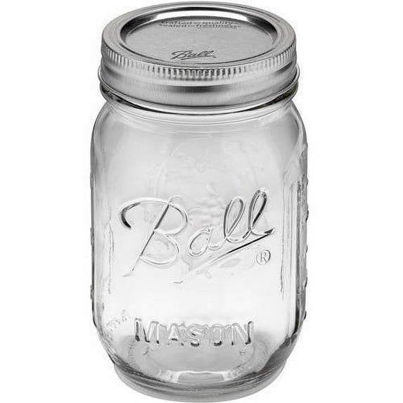 Ball Glass Mason Jars with Lids & Bands, Regular Mouth, 16 oz, 12 Pack