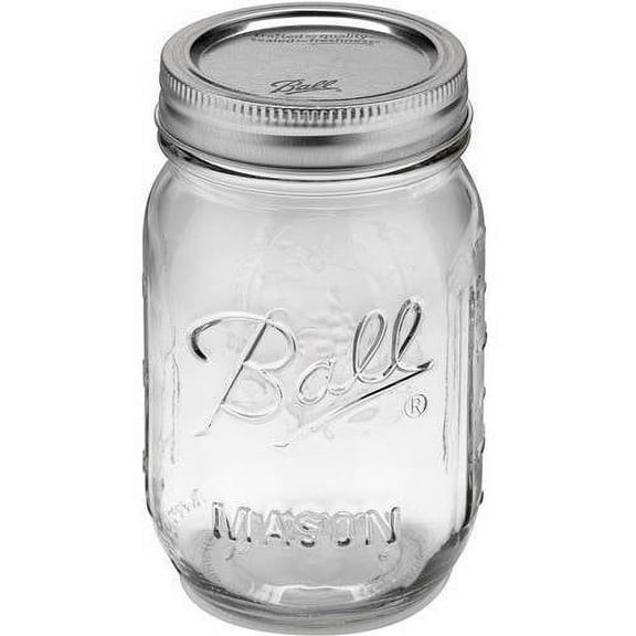 Ball Glass Mason Jars with Lids & Bands, Regular Mouth, 16 oz, 12 Pack