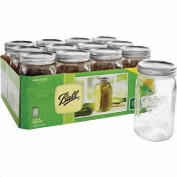 Ball, Glass Mason Jars with Lids & Bands, Wide Mouth, 32 oz, 12 Count