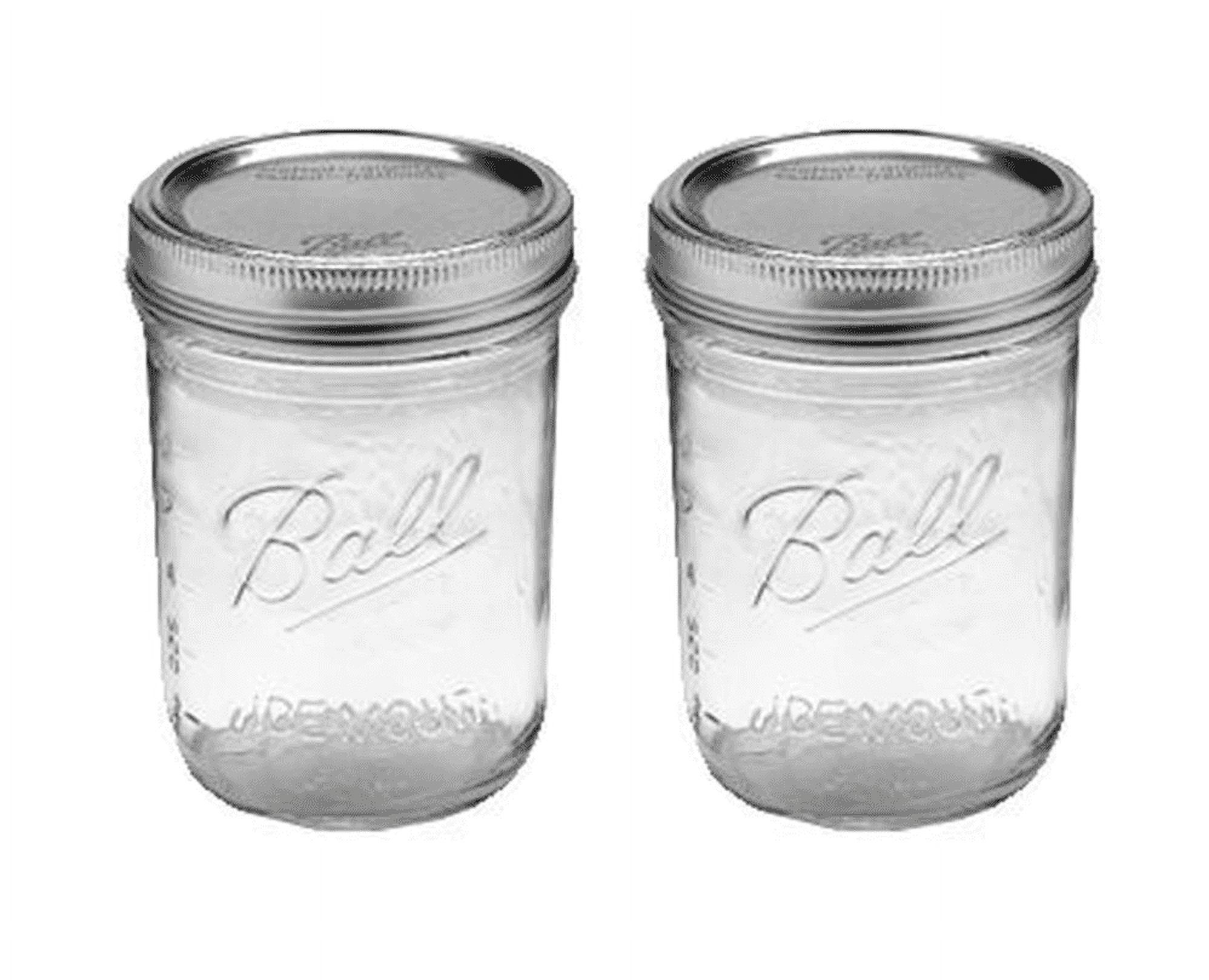 Ball, Glass Mason Jars with Lids & Bands, Wide Mouth, Clear, 16 oz, Pint, 2-Pack (2 Single Jar)