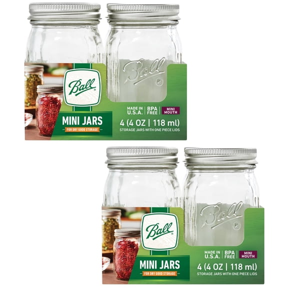 Ball Glass Mini Storage Jar, Quarter Pint Size, 4 OZ Pack of 8