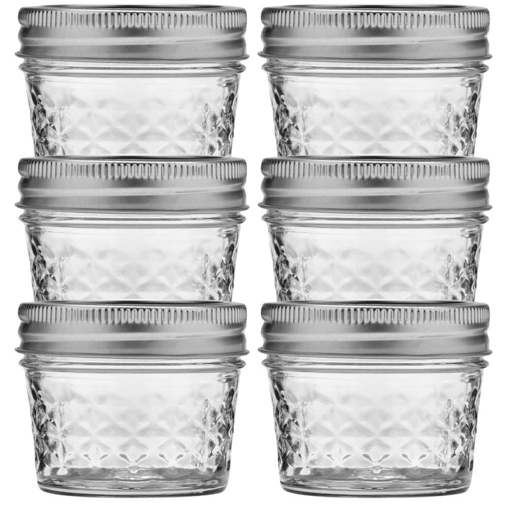 Ball JELLY GLASSES ボールジャー ガラスキャニスター12個 Ball, Glass Jelly Jar, 4 OZ, Regular Mouth, Quilted Design Pack of