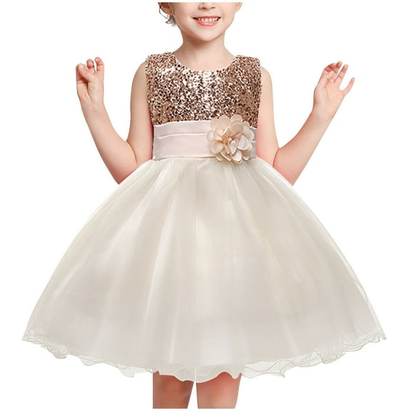 Ball Gown for Little Girls Toddler Princess Dress Fashion Sleeveless Sparkly Sequin Birthday Prom Outfit Fluffy Summer Dresses Casual Party Tulle Sundress for Kid Mesh Gauze Dress(3-10 Years)
