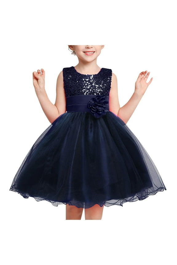 Ball Gown for Little Girls Toddler Princess Dress Fashion Sleeveless Sparkly Sequin Birthday Prom Outfit Fluffy Summer Dresses Casual Party Tulle Sundress for Kid Mesh Gauze Dress(3-10 Years)
