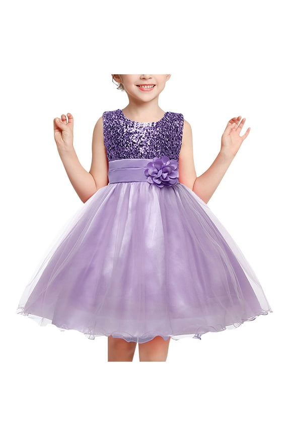 Ball Gown for Little Girls Toddler Princess Dress Fashion Sleeveless Sparkly Sequin Birthday Prom Outfit Fluffy Summer Dresses Casual Party Tulle Sundress for Kid Mesh Gauze Dress(3-10 Years)