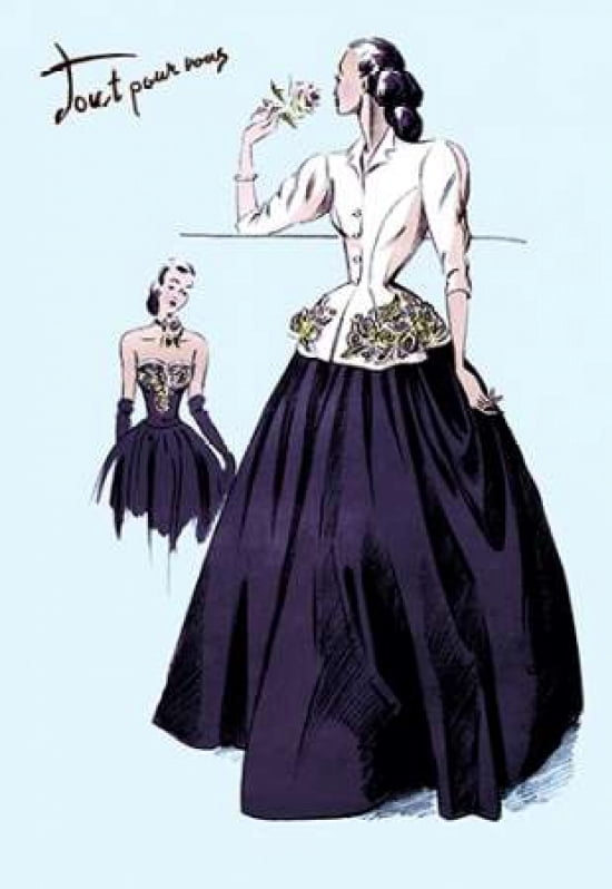 Ball Gown with Embroidery and Jacket 1947 Canvas Art - Unknown (24 x 36)