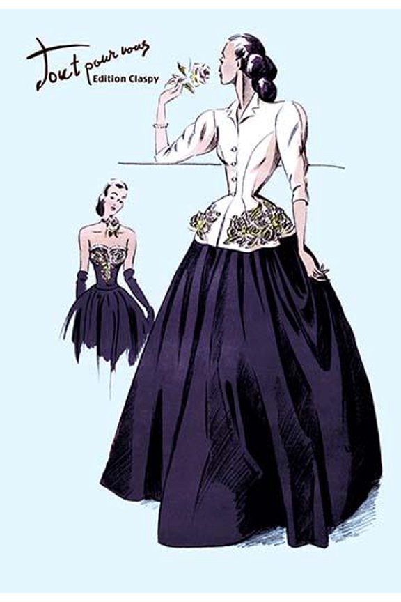 Ball Gown with Embroidery and Jacket-Fine Art Canvas Print (20" x 30")