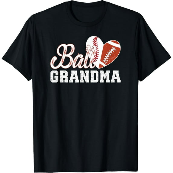Ball Grandma Heart Baseball Football Grandma T-Shirt Unisex S-5XL Hot Trending Shirt, Vintage Birthday Gift