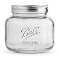thumbnail interactive-video image 1 of Ball Half Gallon Mason Jar with Stainless Steel Lid, Airtight Glass Storage Container with Lid, Large Ball Jar for Cereal, Sugar, Pasta, and Pantry Organization, 1 of 10