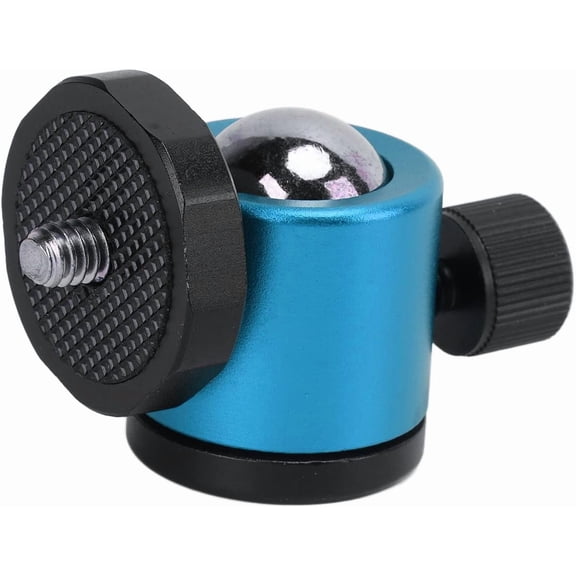 Ball Head Mount Tripod, Aluminium Alloy 360 Rotating, Compact Black - Durable Design, Wide Compatibility, Ideal for SLR Cameras and Mobile Devices (Blue)