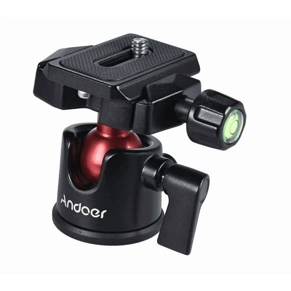Ball Head Tripod Locking Mount Tabletop Stand Adapter Dual Panoramic Low-Profile Anti-Skid Quick Release Plate Andoer D-30 DSLR Nikon Sony Canon Compatible