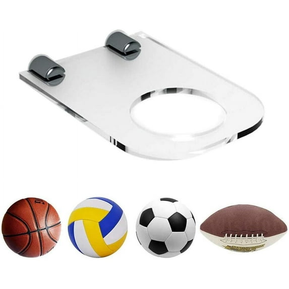 Ball Holder Display Rack, Acrylic Wall Mount Ball Hanger Storage Stand, Invisible Clear Shelf, for Soccer, Basketball, Volleyball, Rugby, Football