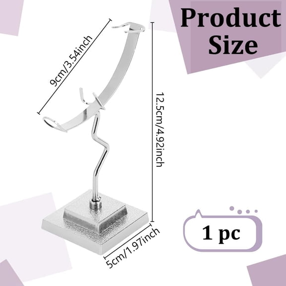 Ball Holder Moon Shaped Small Display Stand Alloy Sphere Display Holder for Gemstones Geodes Mineral Agate Home Office Decor 3.54x1.97x4.92 inch Silver