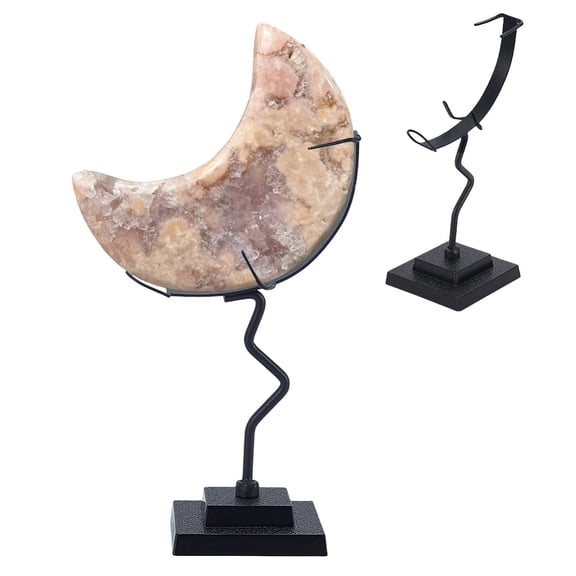 Ball Holder Moon Shaped Small Display Stand Alloy Sphere Display Holder for Gemstones Geodes Mineral Agate Home Office Decor 3.54x1.97x4.92 inch