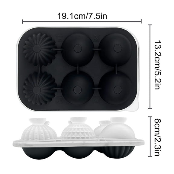 Ball Ice Cube Mold, 6 Cavity Round Silicone Sphere Molds, for Game Day, Whiskey, Cocktails, Bourbon (Pink)