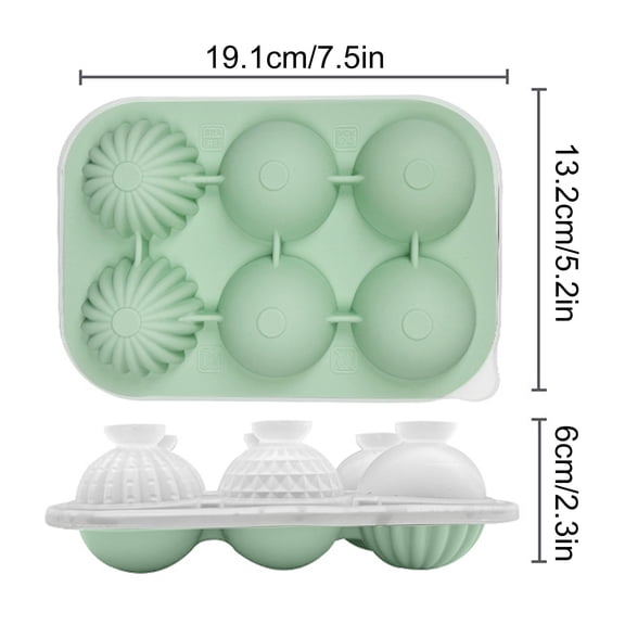 Ball Ice Cube Mold, 6 Cavity Round Silicone Sphere Molds, for Game Day, Whiskey, Cocktails, Bourbon (Pink)