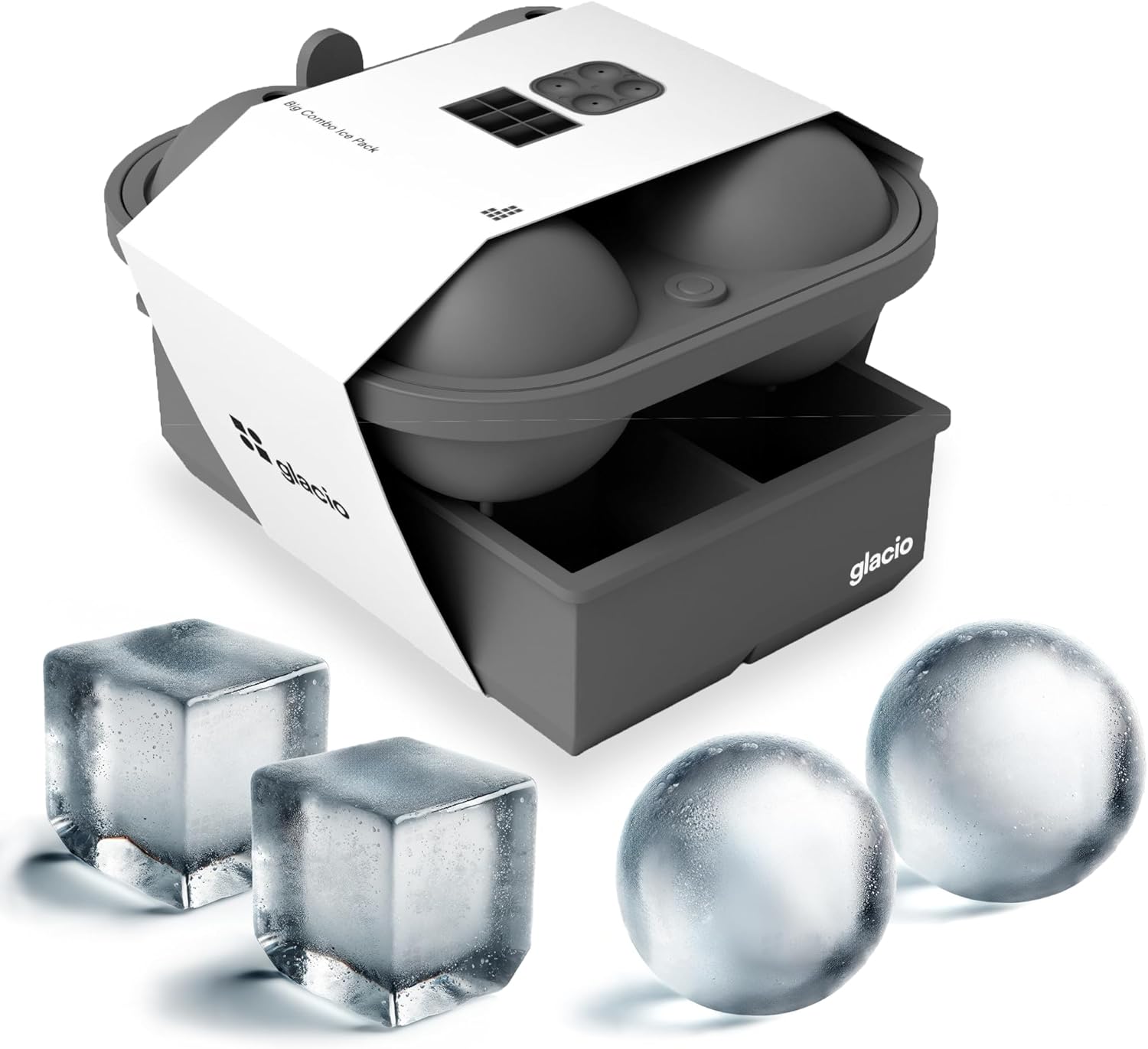 Ball Ice Cube Tray and Big Ice Cube Molds for Whiskey, SlowMelting